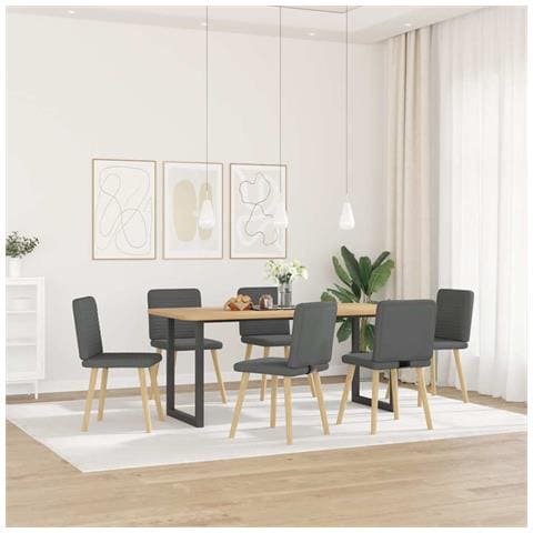 Sedie Da Pranzo 6 Pz Grigio Scuro In Tessuto - Foto 2