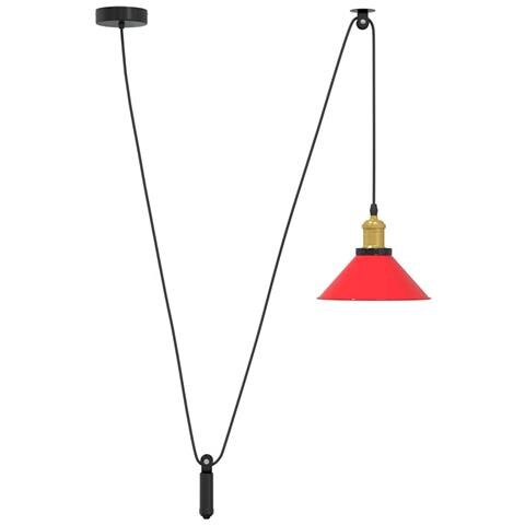 Lampada Sospensione Regolabile E27 Rosso Lucido 22 Cm Metallo - Foto 2