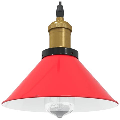 Lampada Sospensione Regolabile E27 Rosso Lucido 22 Cm Metallo - Foto 1