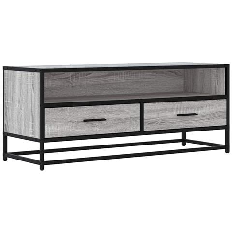 Mobile Tv Grigio Sonoma 100x34,5x40cm Legno Multistrato Metallo - Foto 2