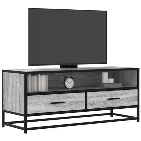 Mobile Tv Grigio Sonoma 100x34,5x40cm Legno Multistrato Metallo - Foto 1