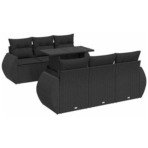 Set Divani Da Giardino Con Cuscini 7pz Nero Polyrattan - Foto 2