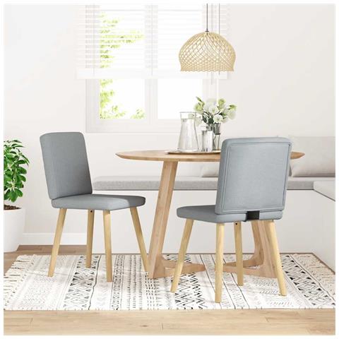 Sedie Da Pranzo 2 Pz Grigio Chiaro In Tessuto - Foto 1