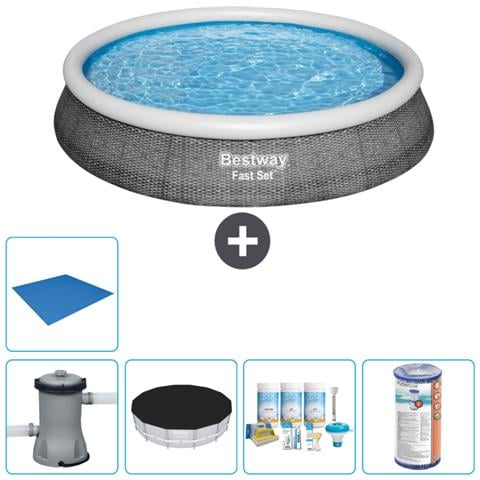 Piscina Fuori Terra - In Giro - 396x84 Cm - Grigio - Include Accessori Coordinati Cb11 - Foto 1