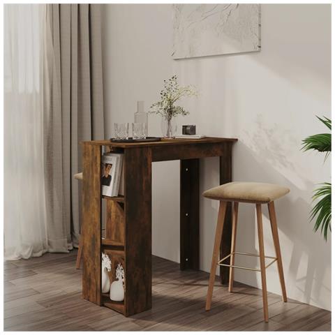 Tavolino Da Bar Con Ripiani Rovere Fumo 102x50x103,5 Cm - Foto 8