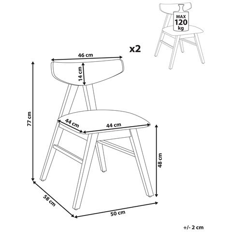 Set Di 2 Sedie Da Pranzo Lacota Legno Marrone Scuro /grigio - Foto 8