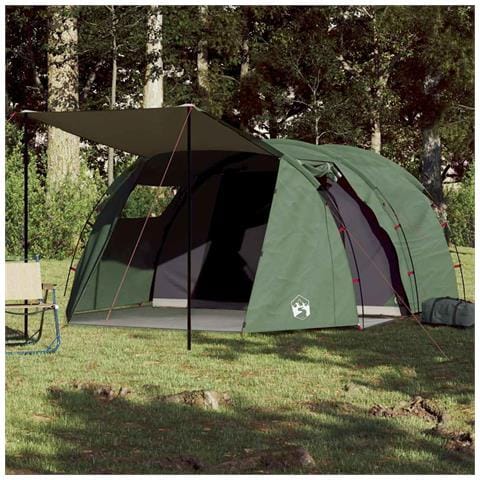 Tenda da Campeggio a Tunnel per 4 Persone Verde Impermeabile - Foto 1