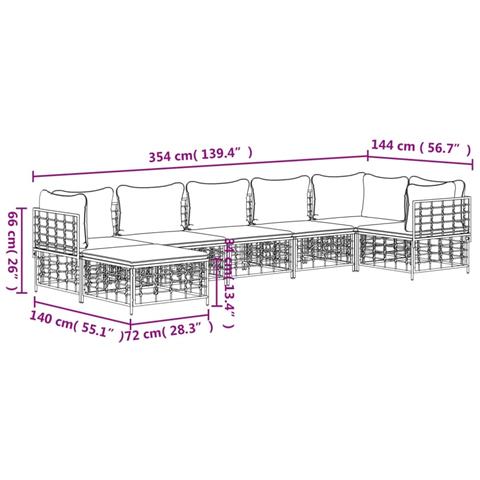 Set Divani da Giardino 7 pz con Cuscini Antracite in Polyrattan - Foto 9
