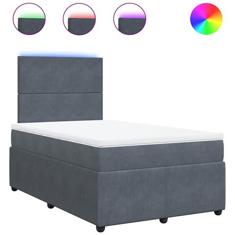 Giroletto a Molle con Materasso Grigio Scuro 120x190 cm Velluto - Foto 1