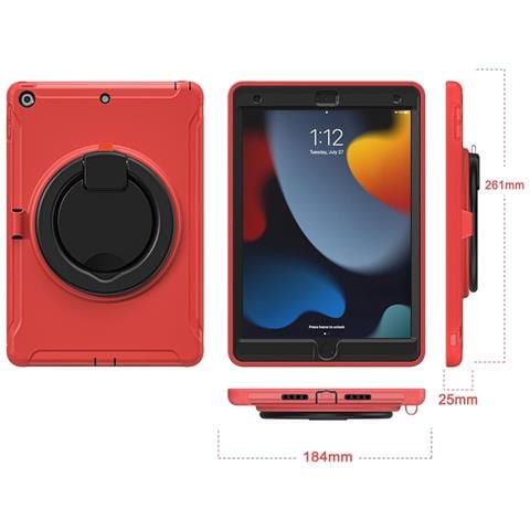 Custodia Per Ipad 10.2"" Armata Con Supporto Girevole Rosso - Foto 2