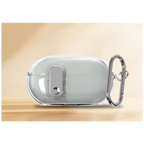 Custodia Protettiva In Tpu Compatibile Con Beats Solo Buds - Guscio Morbido Trasparente Con Pulsante Elettroplaccato Transparent White - Foto 2