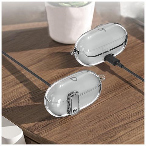 Custodia Protettiva In Tpu Compatibile Con Beats Solo Buds - Guscio Morbido Trasparente Con Pulsante Elettroplaccato Transparent White - Foto 5