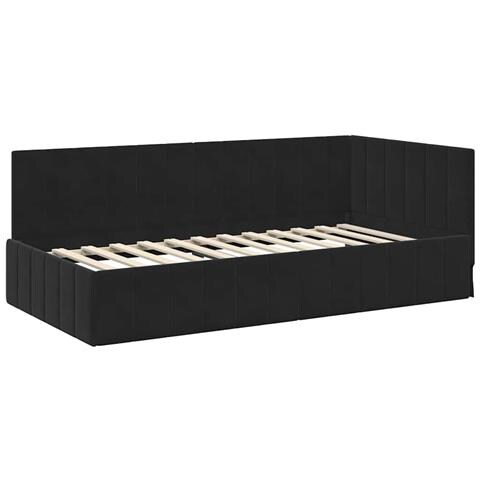 Cornice del letto ad angolo Nero 90 x 200 cm Velluto - Foto 1