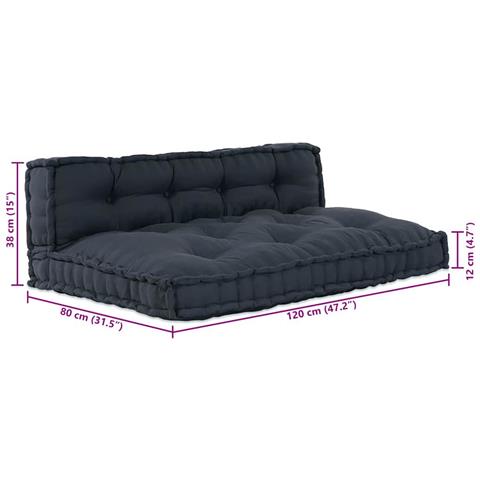 Cuscino per Divano Pallet 2 pcs Antracite Tessuto - Foto 8