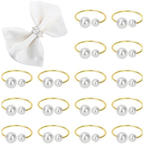 Anelli Per Tovaglioli Di Perle (oro Medio) - Set Da 10, Portatovaglioli In Metallo Per Decorazioni Da Tavola Di San Valentino, Decorazioni Per Feste - Foto 1