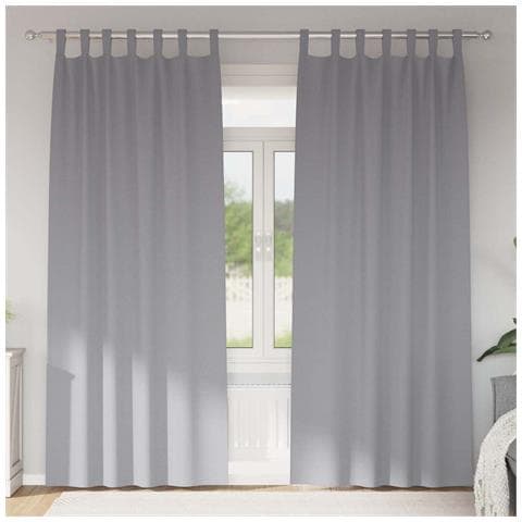 Tende con tende 2 pcs Grigio chiaro Poliestere - Foto 2