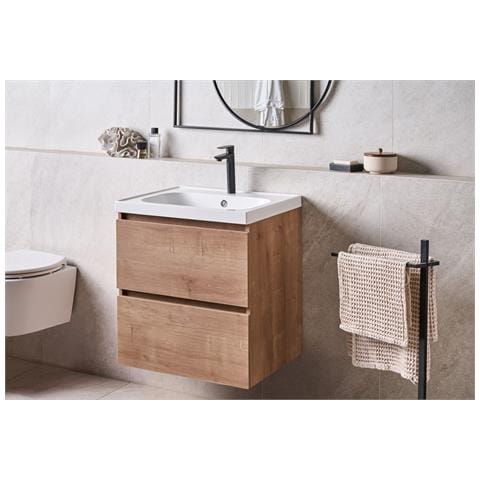 Mobile Lavabo A Parete Con Lavabo Lagoa 60 Cm Marrone Chiaro - Foto 1