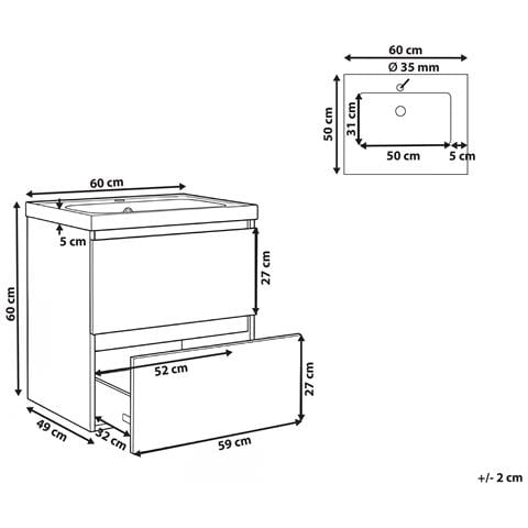 Mobile Lavabo A Parete Con Lavabo Lagoa 60 Cm Marrone Chiaro - Foto 7