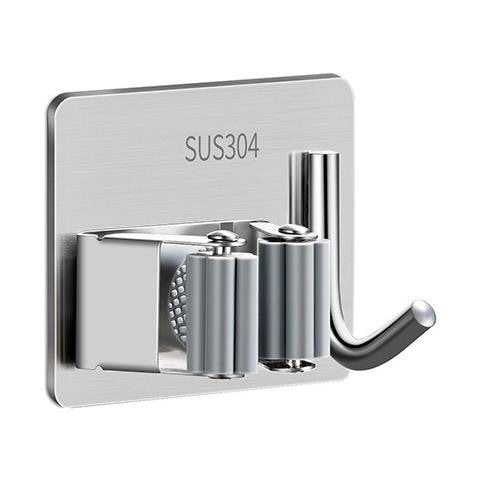 Supporto Per Mocio In Acciaio Inossidabile Con Ganci (confezione Da 2) - Porta Scopa Da Parete Per Bagno, Cucina E Altro Grey - Foto 2