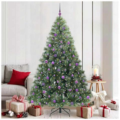 Albero di Natale artificiale con 300 LED Verde 210 cm PE e PVC - Foto 2
