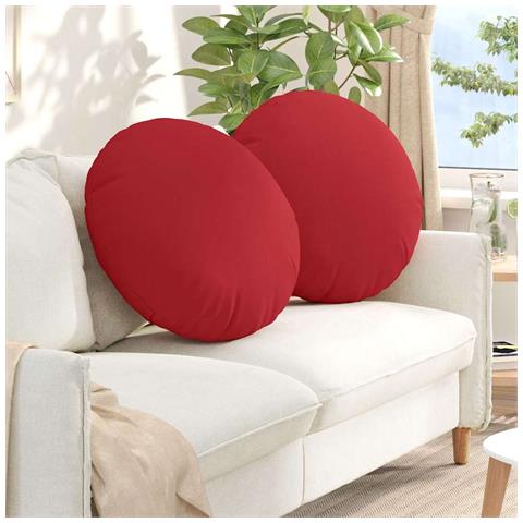 Cuscini per Seduta 2 pcs Rosso Ø80 x 29 cm Tessuto - Foto 2