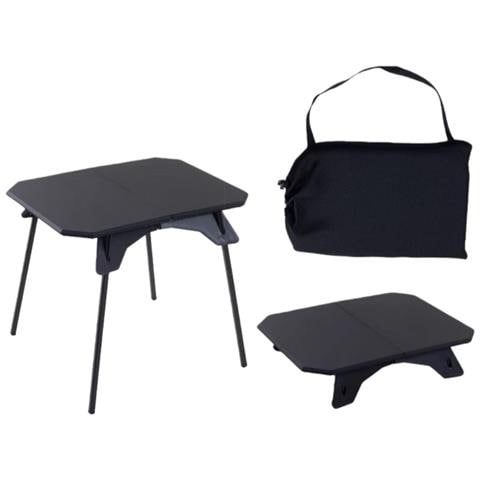 Tavolo Pieghevole Portatile Per Esterni Alto-basso Con Gambe In Alluminio E Piano In Abs Black - Foto 1