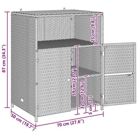Armadietto Grigio 70 x 50 x 87 cm Poliestere e Rattan Roly - Foto 8