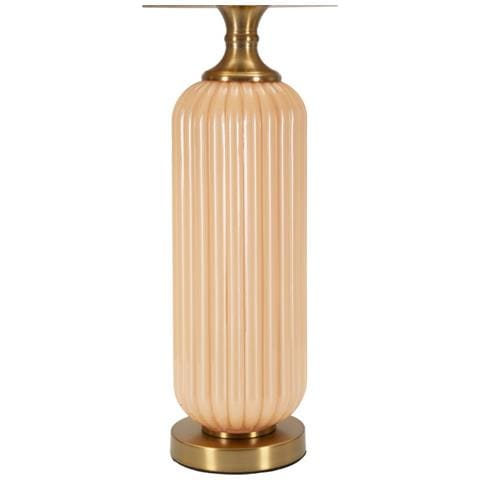 Lampada Da Tavolo Perly -c- In Vetro Perlato Colonna Rigata Con Paralume In Velluto Ø 35,5 Cm - Foto 2