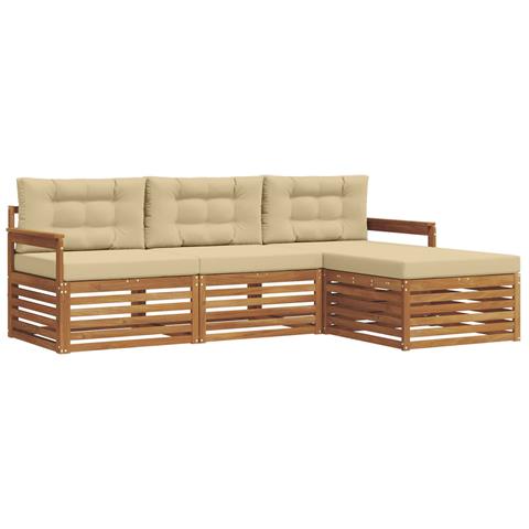 Set di divani da esterno con cuscino 4 pcs Naturale e Beige - Foto 1
