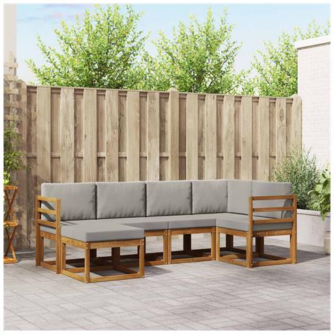 Set di divani con cuscino 6 pcs Grigio Naturale e Chiaro - Foto 2