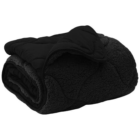 Duvet Invernale Nero 200 x 240 cm Microfibra e Fleece Teddy - Foto 1