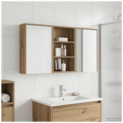 Set di Armadi da Bagno con lo scaffale 3 pcs 126 x 16 x 62.5 cm - Foto 2