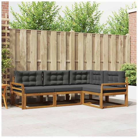 Set di divani da esterno con cuscino 4 pcs Naturale e Antracite - Foto 2