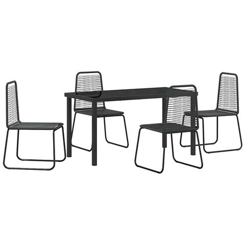 Set da Pranzo per Giardino 5 pcs Nero - Foto 1