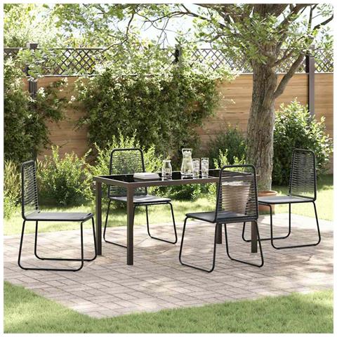 Set da Pranzo per Giardino 5 pcs Nero - Foto 2
