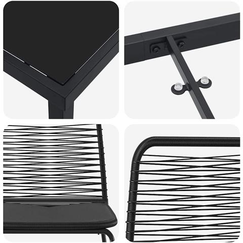 Set da Pranzo per Giardino 5 pcs Nero - Foto 9