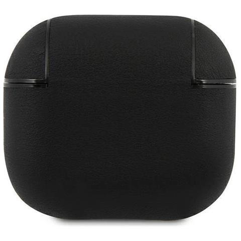 Bmw Bma3sslbk Airpods 3 Custodia Nera /nera In Pelle Genuina Con Logo Argento - Foto 1