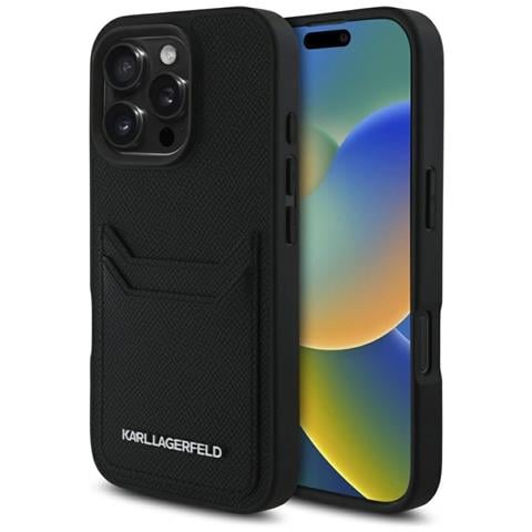 Custodia Per Iphone 16 Pro, Nera, Con Scomparto Per Carte. - Foto 1