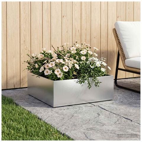 Vaso da giardino Argento 60 x 60 x 20 cm Acciaio zincato - Foto 2