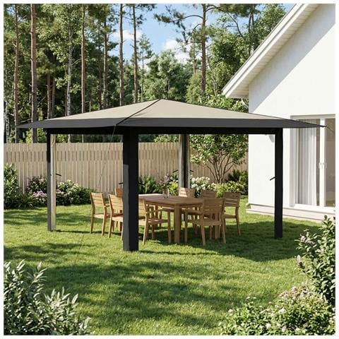 Gazebo senza Parete Laterale 4 x 4 m Crema e Antracite - Foto 2