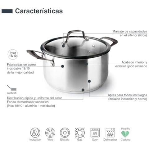 47028 - Casseruola Origin con coperchio, acciaio inox 18/10, coperchio in vetro temperato - Foto 2