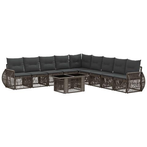 Set Divano da Giardino 10 pz Grigio e Grigio Scuro polyrattan - Foto 1