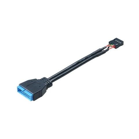 9-pin / 19-pin, USB 3.0 19-pin, USB 2.0 9-pin, Maschio / femmina, Nero, 0,1m - Foto 1
