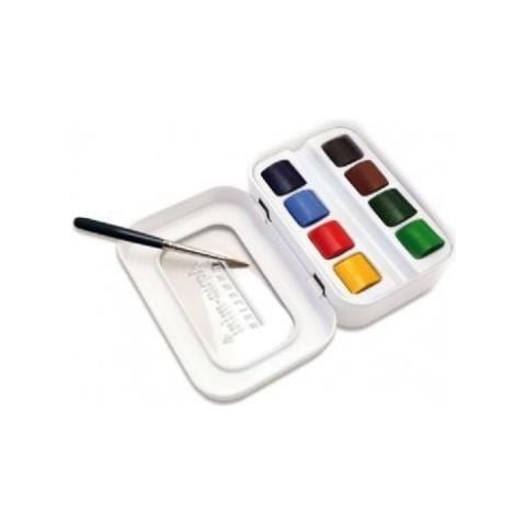 Travel Box Aquarello Al Miele Mini Conf. 8 1/2 Godet Con Pennello Scatola Metallo - Foto 1