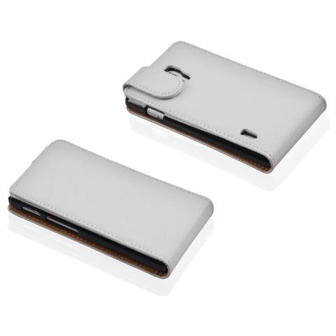 Custodia Compatibile Con Lg Optimus L7 Ii In Magnesio Bianco - Coperchio Protettivo In Design Flip Realizzato In Similpelle Testurizzata - Foto 2