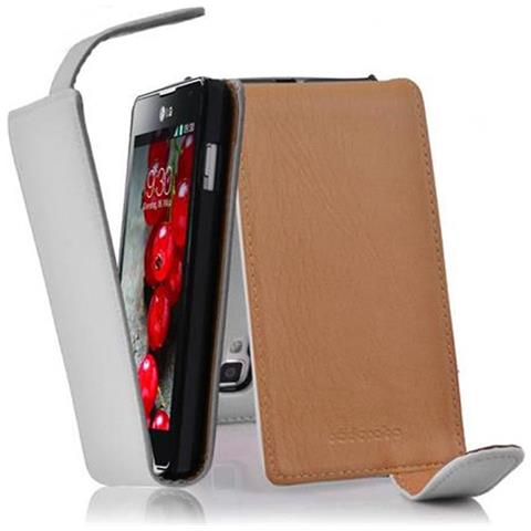 Custodia Compatibile Con Lg Optimus L7 Ii In Magnesio Bianco - Coperchio Protettivo In Design Flip Realizzato In Similpelle Testurizzata - Foto 3