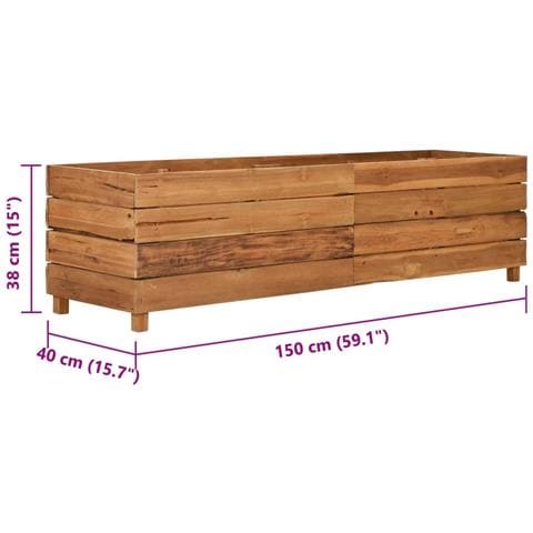 Letto Rialzato 150x40x38 cm Legno di Teak di Recupero e Acciaio - Foto 9