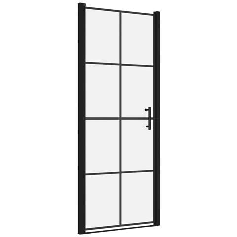 Porta per Doccia in Vetro Temperato 91x195 cm Nera - Foto 1