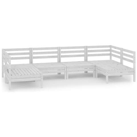 Set Divani Da Giardino 6 Pz Bianco In Legno Massello Di Pino - Foto 1
