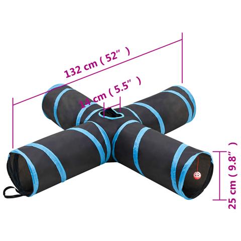 Tunnel Per Gatti A 4 Vie Nero E Blu 132 Cm In Poliestere - Foto 6